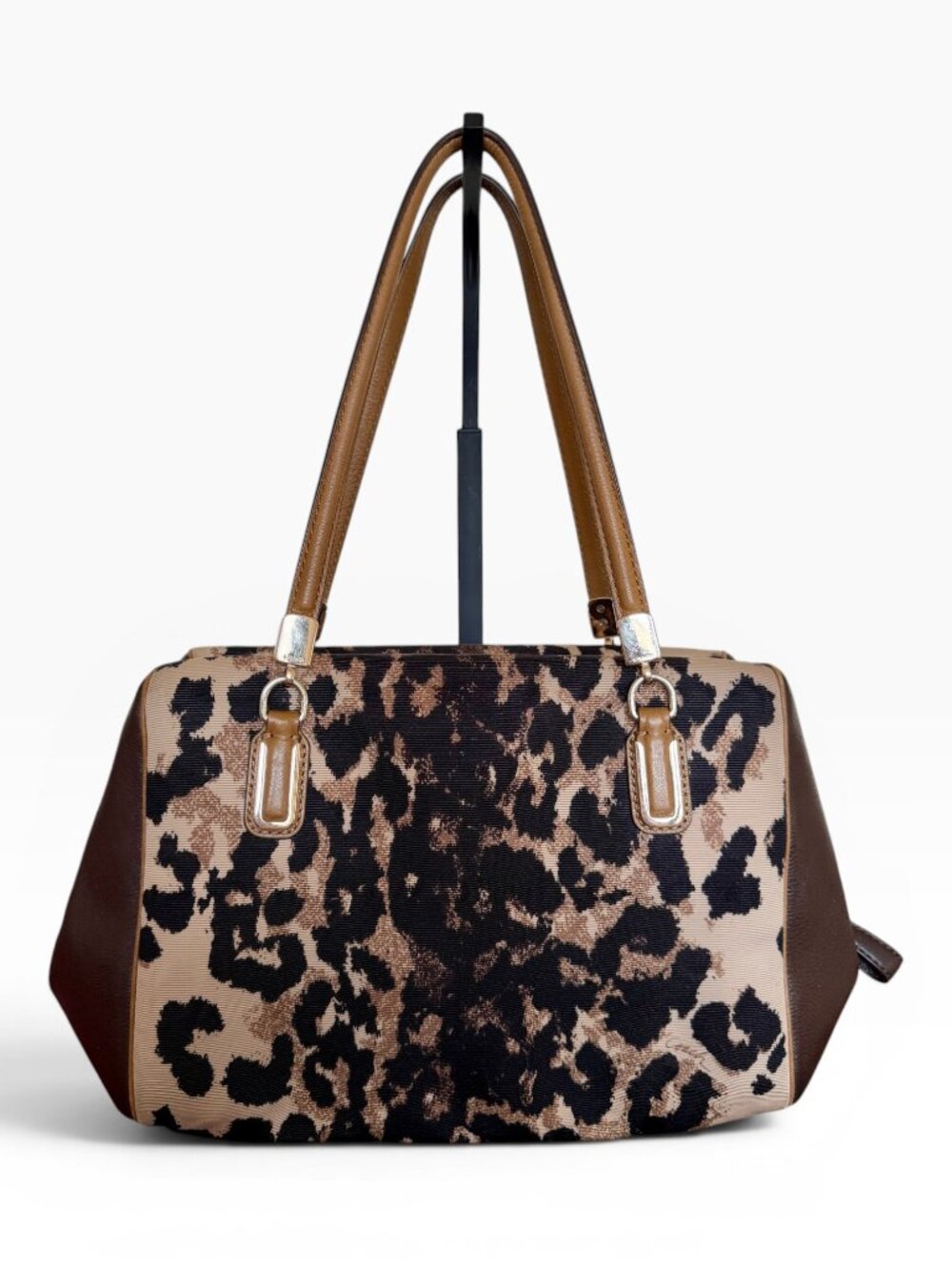 Coach Madison Ocelot Leopard Satchel Crossbody 25642 Brown Canvas Leather EUC - Picture 7 of 13